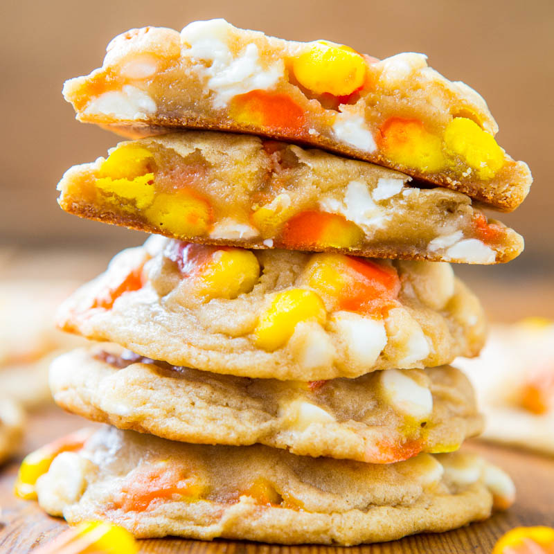 Create Delicious Candy Corn Oreo White Chocolate Chip Cookies